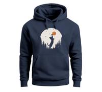Neverless® Hoodie Herren mit Frontprint Katze Silhouette Natur Aufdruck Motiv Kapuzen-Pullover Männer Fashion Streetstyle Navy 4XL
