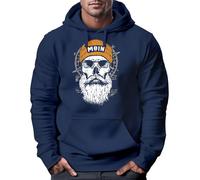 Neverless® Hoodie Herren Moin Skull Windrose Kompass Totenkopf Frontprint Männer Fashion Streetstyle Navy 3XL