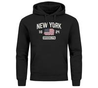 Neverless® Hoodie Herren New York Brooklyn Print USA Flagge Kapuzenpulli Männer Fashion Streetstyle schwarz L