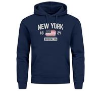 Neverless® Hoodie Herren New York Brooklyn Print USA Flagge Kapuzenpulli Männer Fashion Streetstyle Navy M