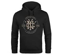 Neverless® Hoodie Herren NYC Logo Print New York City Built for Eternity Schriftzug Fashion Streetstyle Kapuzen-Pullover Männer schwarz XXL