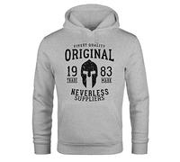 Neverless Hoodie Herren Original Gladiator Sparta Helm Athletic Vintage Kapuzen-Pullover Männer grau L