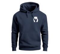 Neverless® Hoodie Herren Print Aufdruck Motiv Brustprint Logo Bär Natur Outdoor Männer Fashion Streetstyle Navy L