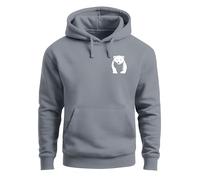 Neverless® Hoodie Herren Print Aufdruck Motiv Brustprint Logo Bär Natur Outdoor Männer Fashion Streetstyle Convoy-Grey XL