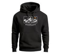 Neverless® Hoodie Herren Print Aufdruck Tryptichon Berge Wandern Natur Design Kapuzen-Pullover Männer Fashion Streetstyle Schwarz L