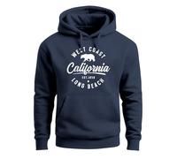 Neverless® Hoodie Herren Print California Aufdruck Bär Long Beach Kapuzen-Pullover Männer Fashion Streetstyle Navy XL