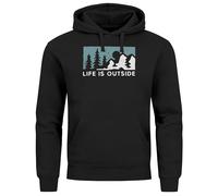 Neverless® Hoodie Herren Print Outdoor Wandern Nautrliebhaber Life is Outside Aufschrift Männer Fashion Streetstyle schwarz XL