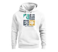 Neverless® Hoodie Herren Print Surfing Rückenaufdruck Icons Maritim Kapuzen-Pullover Männer Fashion Streetstyle Weiss L