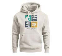 Neverless® Hoodie Herren Print Surfing Rückenaufdruck Icons Maritim Kapuzen-Pullover Männer Fashion Streetstyle Urban-Grey L