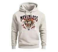 Neverless® Hoodie Herren Print Tiger Aufdruck Schrift Motiv Kapuzen-Pullover Männer Fashion Streetstyle Urban-Grey XXL