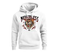 Neverless® Hoodie Herren Print Tiger Aufdruck Schrift Motiv Kapuzen-Pullover Männer Fashion Streetstyle Weiss 3XL