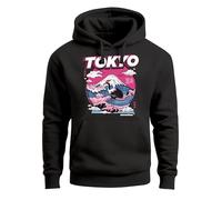 Hoodie Herren Print Tokyo Japan Fuji Frontprint Grafik Japanische Schriftzeichen Fashion Streetstyle - Tokyo Fuji schwarz XXL