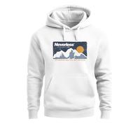 Neverless® Hoodie Herren Print Wandern Berg-Grafik Vintage Retro Style Kapuzen-Pullover Männer Fashion Weiss M