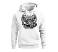 Neverless Hoodie Herren Rockabilly Hot Rod Rock n Roll Auto Kapuzen-Pullover Weiss XL