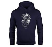 Neverless® Hoodie Herren Santa Muerte La Catrina Mexican Skull Dia de los Muertos Tattoo Design Kapuzen-Pullover Männer Navy 3XL