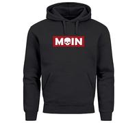 Neverless® Hoodie Herren Schriftzug Moin Skull Totenkopf Aufdruck Print Parodie Hamburg Männer Fashion Streetstyle schwarz L