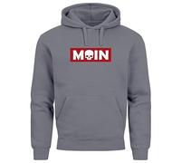 Neverless® Hoodie Herren Schriftzug Moin Skull Totenkopf Aufdruck Print Parodie Hamburg Männer Fashion Streetstyle Convoy Grey M