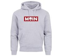 Neverless® Hoodie Herren Schriftzug Moin Skull Totenkopf Aufdruck Print Parodie Hamburg Männer Fashion Streetstyle grau L
