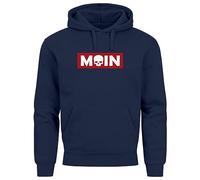 Neverless® Hoodie Herren Schriftzug Moin Skull Totenkopf Aufdruck Print Parodie Hamburg Männer Fashion Streetstyle Navy XXL