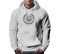Neverless® Hoodie Herren Schriftzug Oldschool Print Tiger Kapuzen-Pullover Bedruckt Männer Fashion Streetstyle Grau-schwarz XXL