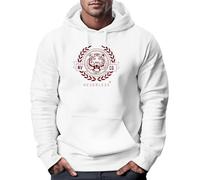 Neverless® Hoodie Herren Schriftzug Oldschool Print Tiger Kapuzen-Pullover Bedruckt Männer Fashion Streetstyle Weiss-rot XL