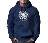 Neverless® Hoodie Herren Schriftzug Oldschool Print Tiger Kapuzen-Pullover Bedruckt Männer Fashion Streetstyle Navy-Weiss XL