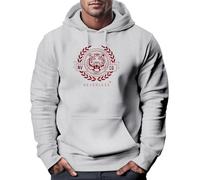 Neverless® Hoodie Herren Schriftzug Oldschool Print Tiger Kapuzen-Pullover Bedruckt Männer Fashion Streetstyle Grau-rot 4XL