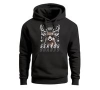Neverless® Hoodie Herren Servus Hirsch Tracht Modern Techno Style Fashion Print Kapuzen-Pullover Schwarz 4XL
