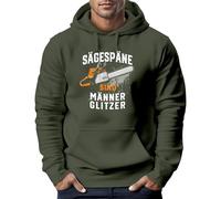 Neverless® Hoodie Herren Spruch Sägespäne sind Männer-Glitzer Motiv Handwerker Säge Fashion Streetstyle Oliv L