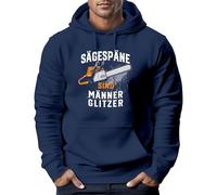 Neverless® Hoodie Herren Spruch Sägespäne sind Männer-Glitzer Motiv Handwerker Säge Fashion Streetstyle Navy XL