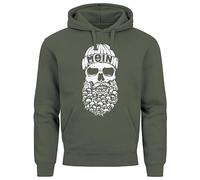 Neverless® Hoodie Herren Totenkopf Nordisch Moin Hamburg Dialekt Skull Anker Fashion Streetstyle Oliv M