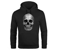 Neverless® Hoodie Herren Totenkopf Skull Totenschädel Aufdruck Print Motiv Kapuzen-Pullover Männer Fashion Streetstyle schwarz L