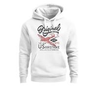 Neverless® Hoodie Herren US Airforce Army Motiv Spitfire Flugzeug Vintage Motiv Retro Schriftzug Kapuzen-Pullover Männer Fashion Streetstyle Weiss 3XL