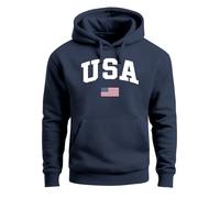 Hoodie Herren USA Schriftzug College Retro US Flagge Amerika Front-Print Aufdruck Motiv Fashion Streetstyle navy 5XL