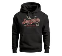 Neverless® Hoodie Herren Vintage Retro Motiv Schriftzug Superior Legend Flügel Kapuzen-Pullover Männer Fashion Schwarz XL