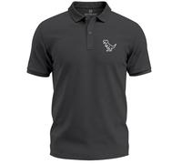 Neverless® Poloshirt Herren Dino Print im Polygon-Stil - Kurzarm Polo mit Logo Sommer Casual Look Modern Fit Fashion Dunkelgrau-Melange L