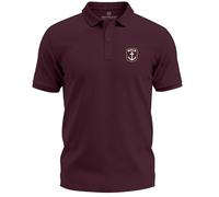 Neverless® Poloshirt Herren mit mit Anker Wappen Logo- Kurzarm Polo Sommer Casual Look Modern Fit Fashion Maritim Bordeaux L