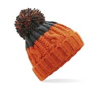 Neverless Strick-Mütze Damen Grobstrick Pudel-Mütze zweifarbig Ombré Farbverlauf Bommel-Mütze Winter-Mütze