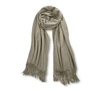 Neverless Strickschal mit Fransen einfarbig lang XXL Wollschal Oversized Winterschal Herren Damen Unisex hellbeige unisize