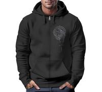 Neverless® Sweatjacke Herren mit Kapuze Fenrir Nordische Mythologie Wikinger Print Zipjacke Männer schwarz XL