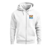 Neverless® Sweatjacke Herren Zip Hoodie Pullover Kapuze Logo Print Sommer Sonne Welle Strand Meer Fashion Streetstyle Weiss L