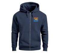 Neverless® Sweatjacke Herren Zip Hoodie Pullover Kapuze Logo Print Sommer Sonne Welle Strand Meer Fashion Streetstyle Navy 3XL