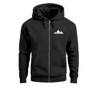 Neverless® Sweatjacke mit Kapuze Wandern Berge Line-Art Print Aufdruck Motiv Zipjacke Männer Fashion Streetstyle Schwarz 4XL