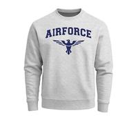 Neverless® Sweatshirt Herren Airforce US Army Adler Militär Schrift Rundhals-Pullover Grau XL