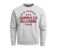 Neverless® Sweatshirt Herren Bedruckt Schriftzug California Los Angeles USA Amerika Flagge Rundhals-Pullover Grau-rot L