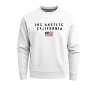 Neverless® Sweatshirt Herren Bedruckt Schriftzug California Los Angeles USA Amerika Flagge Rundhals-Pullover Weiss XL