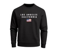 Neverless® Sweatshirt Herren Bedruckt Schriftzug California Los Angeles USA Amerika Flagge Rundhals-Pullover Schwarz XL