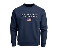 Neverless® Sweatshirt Herren Bedruckt Schriftzug California Los Angeles USA Amerika Flagge Rundhals-Pullover Navy M