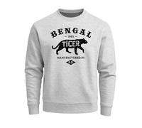 Neverless Sweatshirt Herren Bengal Tiger Schriftzug Grafik Logo Rundhals-Pullover Grau XL