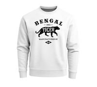Neverless Sweatshirt Herren Bengal Tiger Schriftzug Grafik Logo Rundhals-Pullover Weiss L